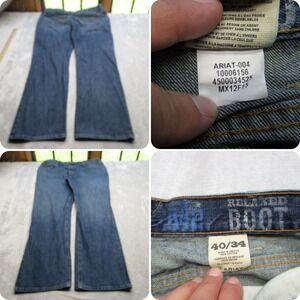 Ariat Jeans Mens 40X33 Medium Wash Denim Cotton Zip Fly Relaxed Fit‎ Boot Cut